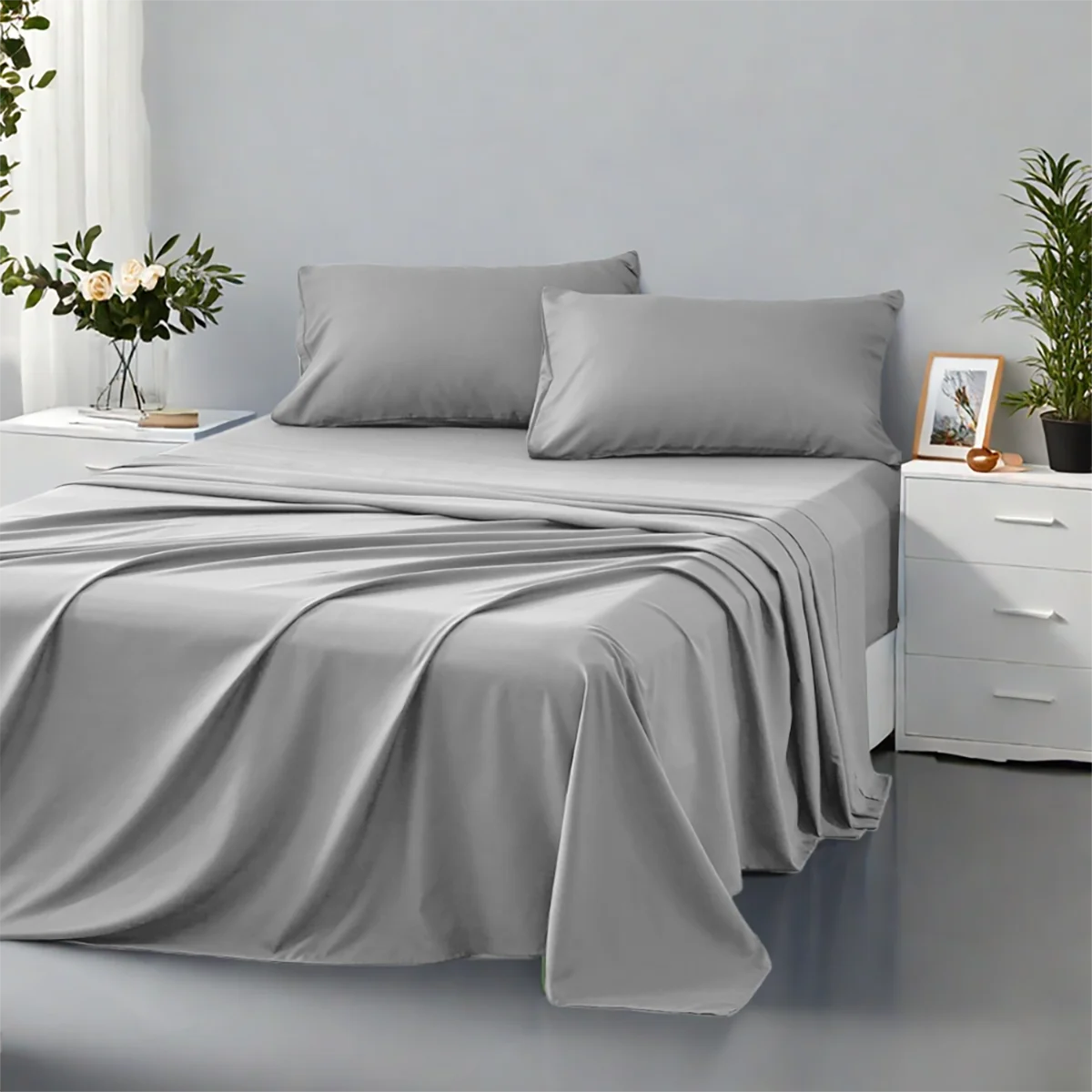 Ultra Soft Microfiber Bedding Set – 4 Piece Solid Color Comforter Set