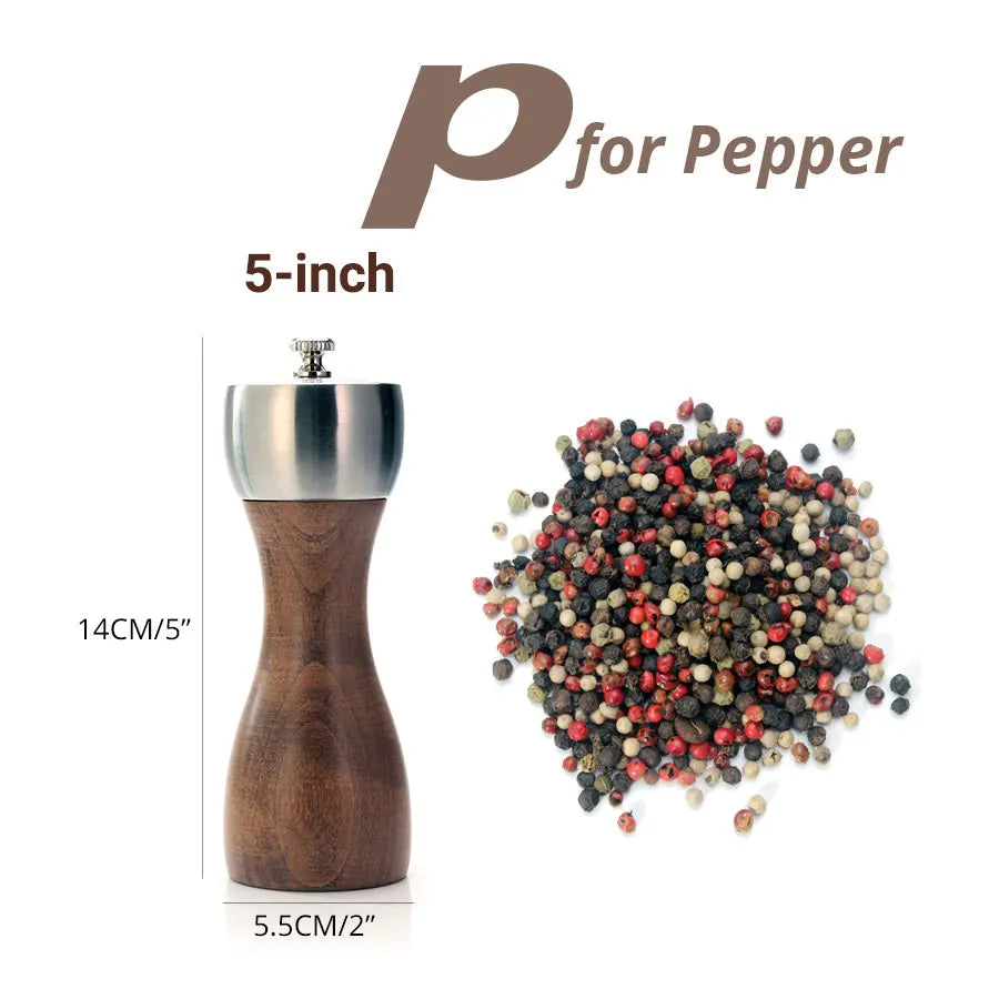 Stainless Steel Salt & Pepper Grinder Set – Adjustable Ceramic & Carbon Steel Mills