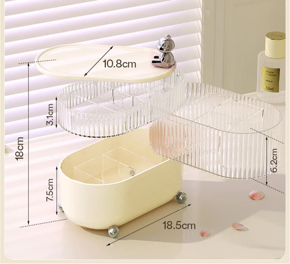 Rotating Desktop Storage Box – 3/4 Tier Covered Organizer