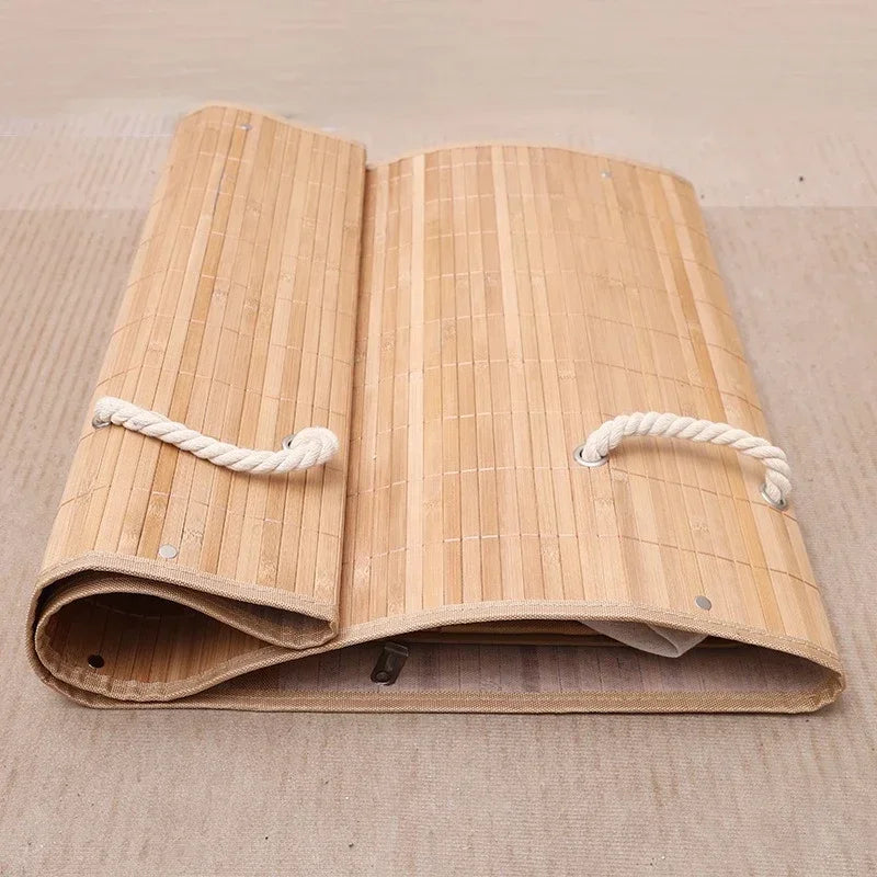 Foldable Bamboo Laundry Basket with Lid