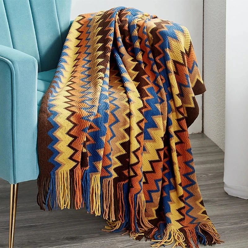 Boho Woven Aztec Throw Blanket