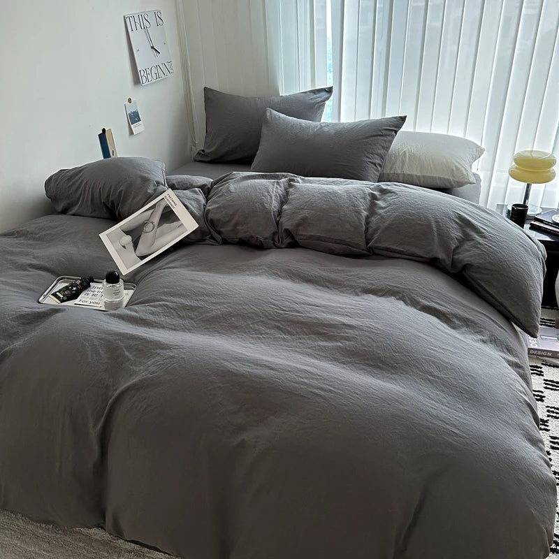 Solid Cotton 4-Piece Bedding Set