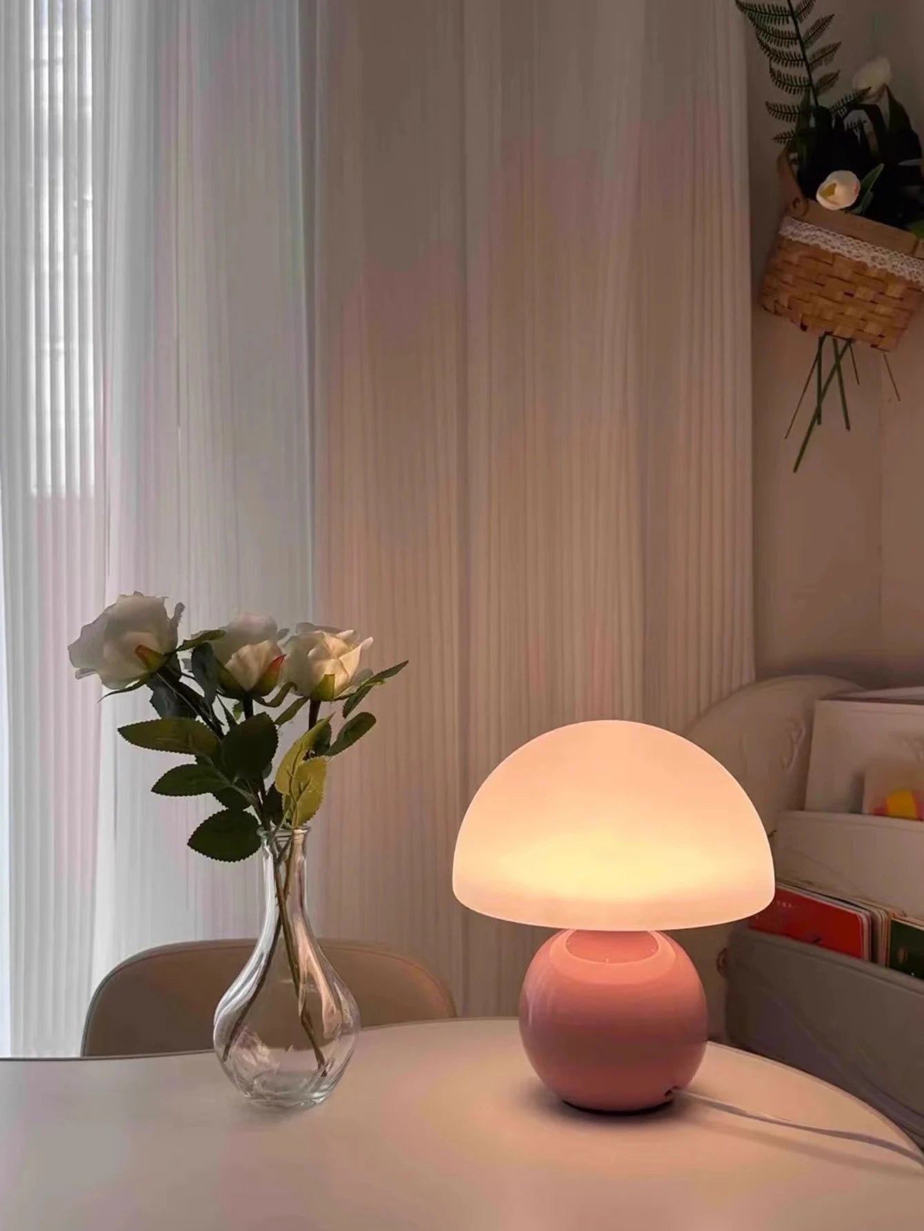 Multi-Color Iron Table Lamp with LED Light – Modern Bedroom Lighting