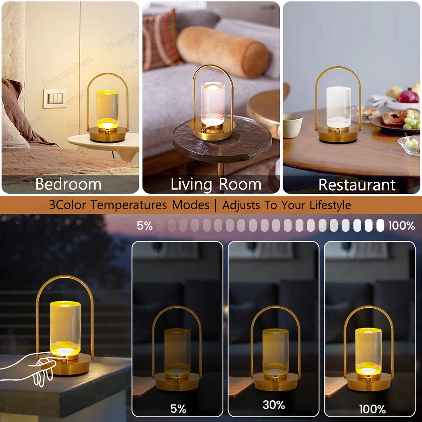 LED Touch Table Lamp – Rechargeable Wireless Night Light