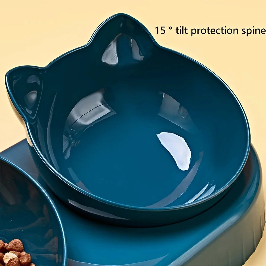 Cat Food Bowl with Water Dispenser – Rounded Plastic Feeder for Cats