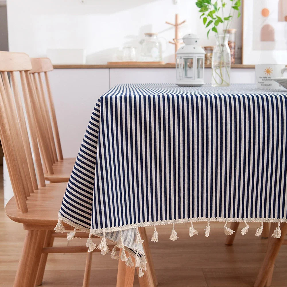 Pastoral Style Plaid Tablecloth – Linen &amp; Cotton Blend
