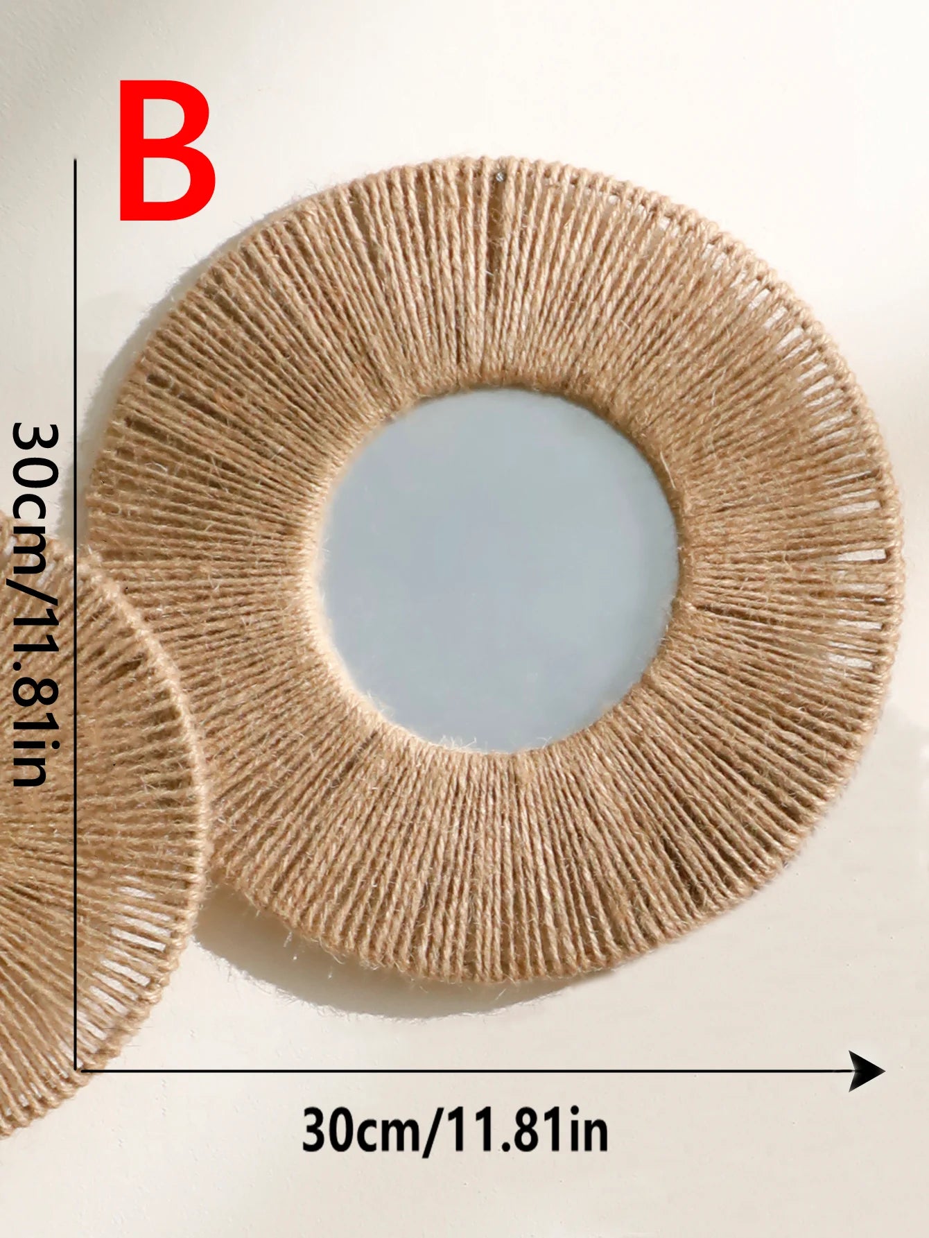 Boho Round Wall Mirror with Woven Hemp Rope – Rustic &amp; Natural Decor