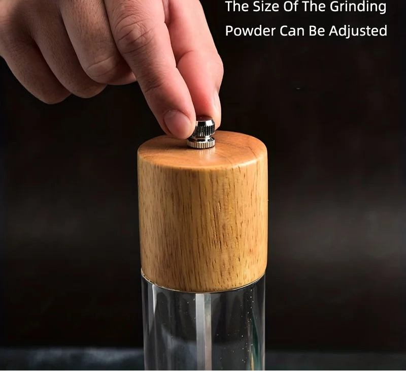 Wood &amp; Glass Manual Salt and Pepper Grinder Mill