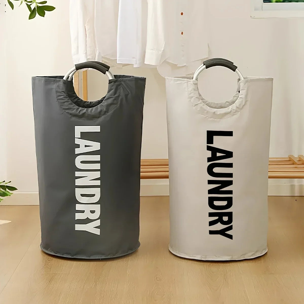 Collapsible Laundry Hamper with Aluminum Handle – Large Capacity Clothes Basket
