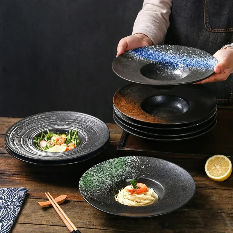 10-Inch Ceramic Straw Hat Plate – Minimalist Dinnerware