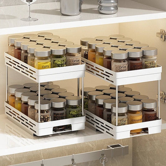 Tier Sliding Spice Rack – Multipurpose Kitchen Drawer Organizer