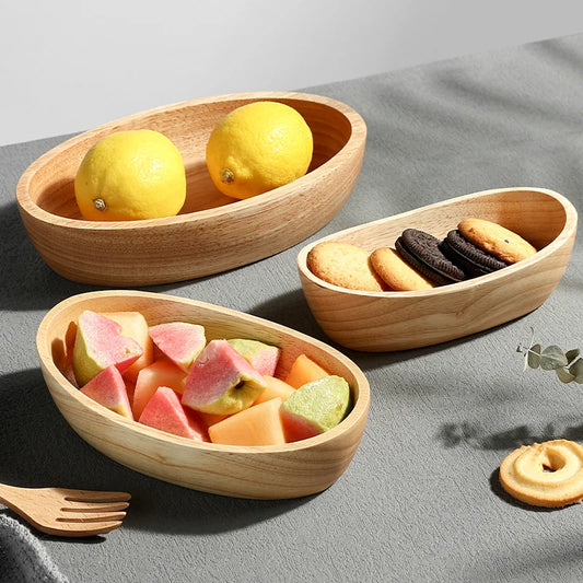 Solid Wood Boat-Shaped Bowl – Natural &amp; Minimalist Design