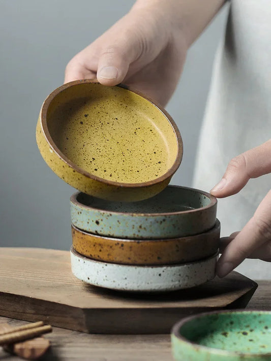 Retro Ceramic Round Sauce Dish Hot Pot