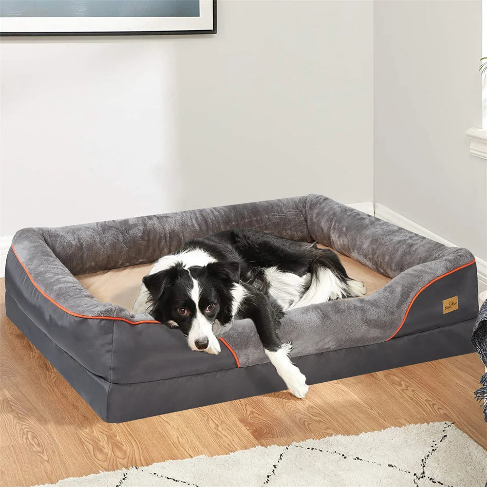 Orthopedic Memory Foam Dog Bed – Washable, Waterproof, Heavy Duty (L to 3XL Sizes)