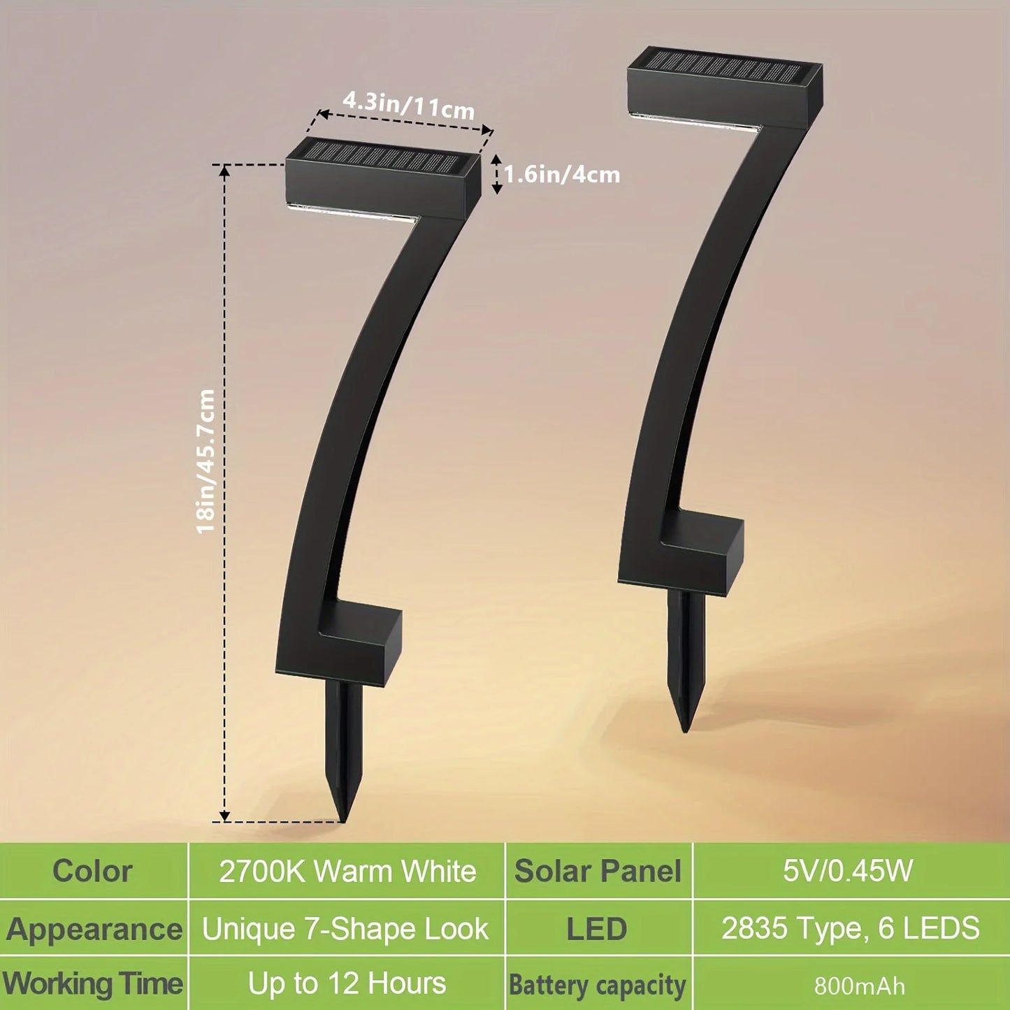 Modern Solar Pathway Lights - Outdoor LED Garden Lights with Auto Dusk to Dawn Feature
