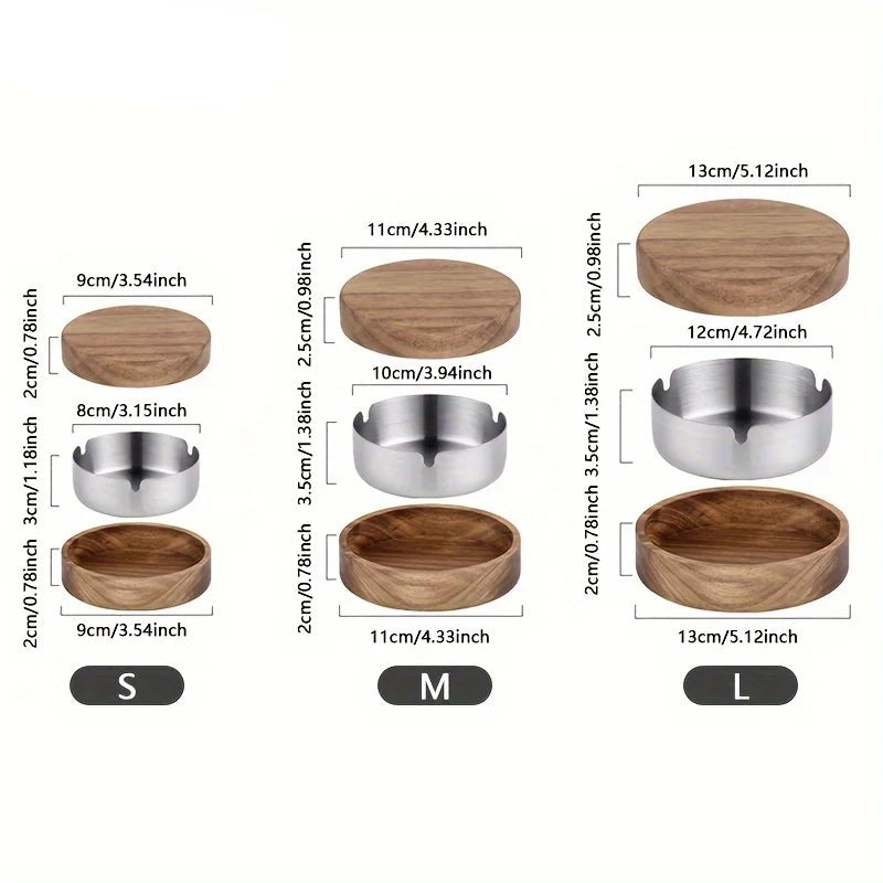 Acacia Wood Desktop Ashtray with Lid