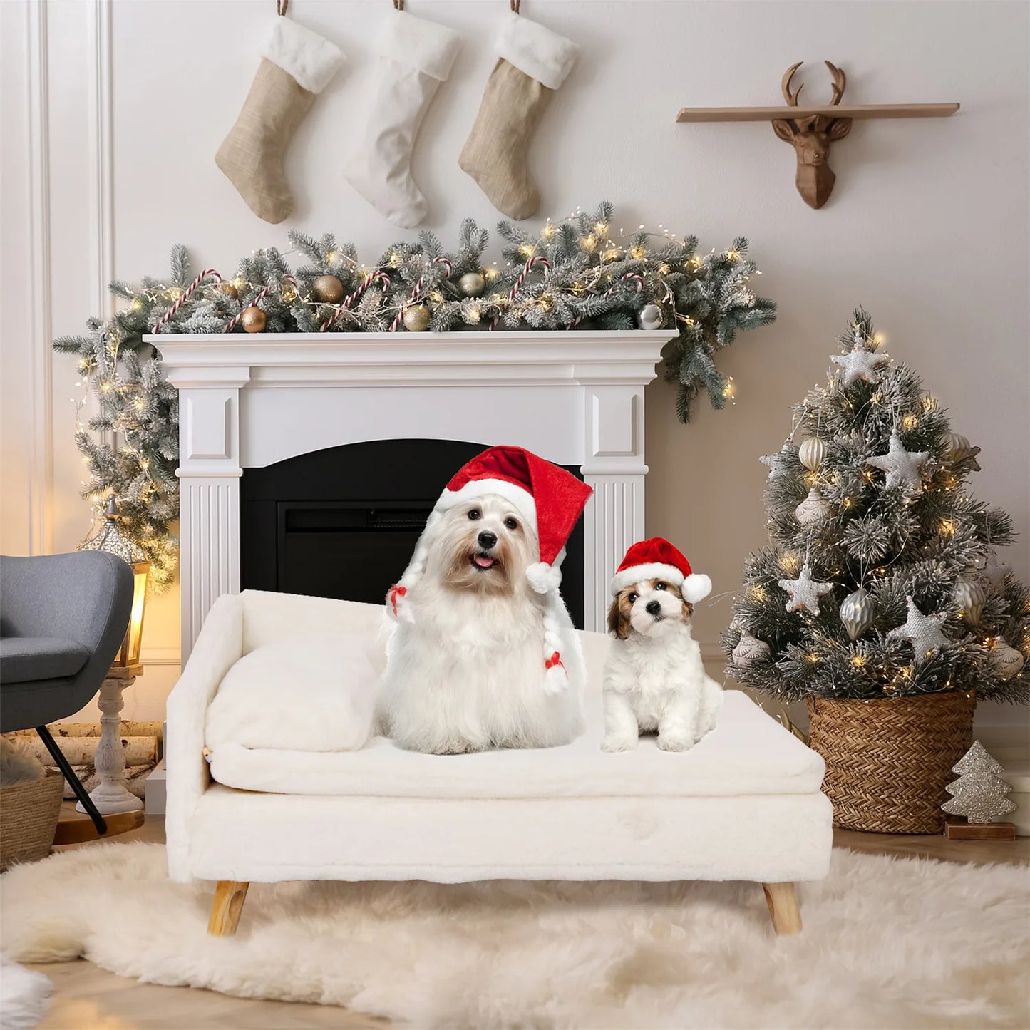 BINGOPAW L-Shaped Wooden Dog Sofa Bed