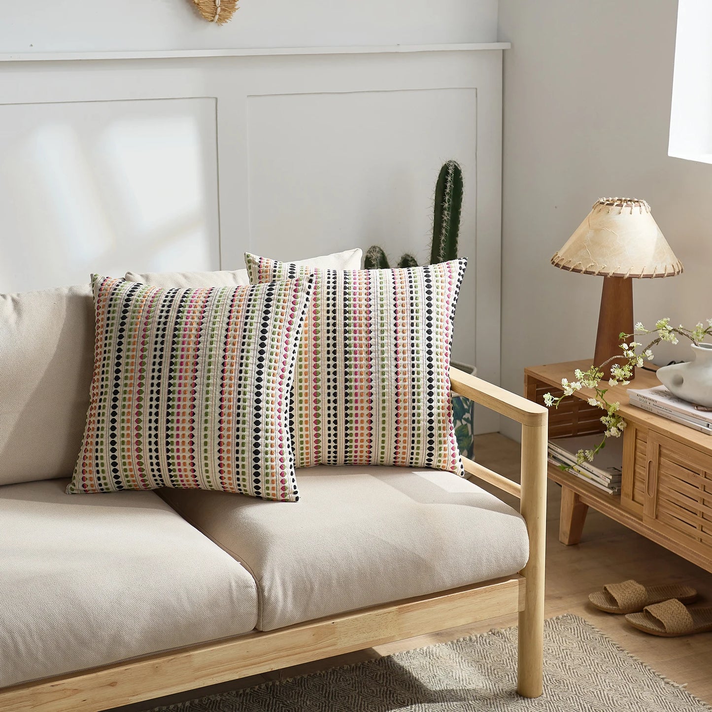 Geometric Cotton Seat &amp; Back Cushion