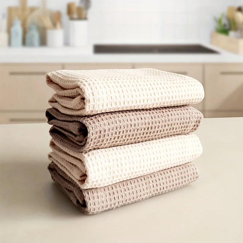 Waffle Texture Cotton Kitchen Towels – Soft, Absorbent &amp; Minimal Design