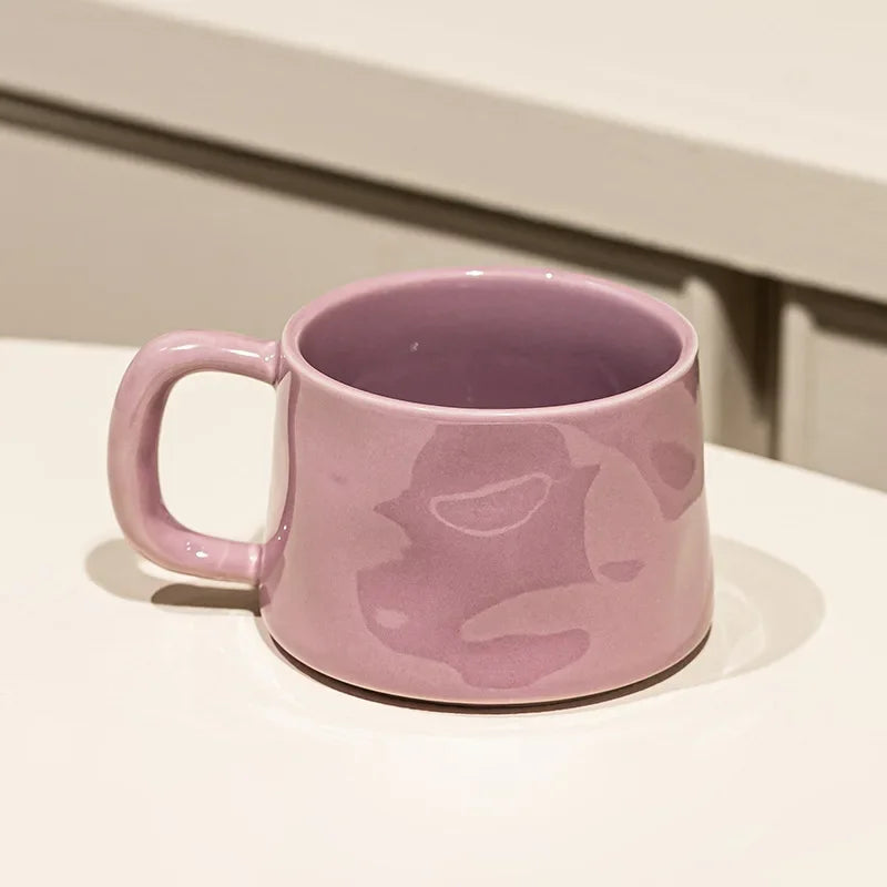 Ceramic Coffee Mug with Matching Tray, Modern Pastel Cup &amp; Saucer Set