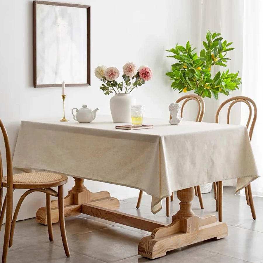 Ruffled Cotton Linen Tablecloth – Nordic Style, Oilproof &amp; Elegant Design
