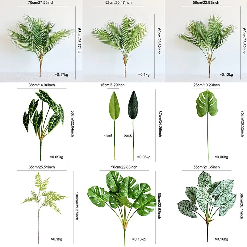Artificial Tropical Green Leaf Branch – Realistic Faux Plant Décor