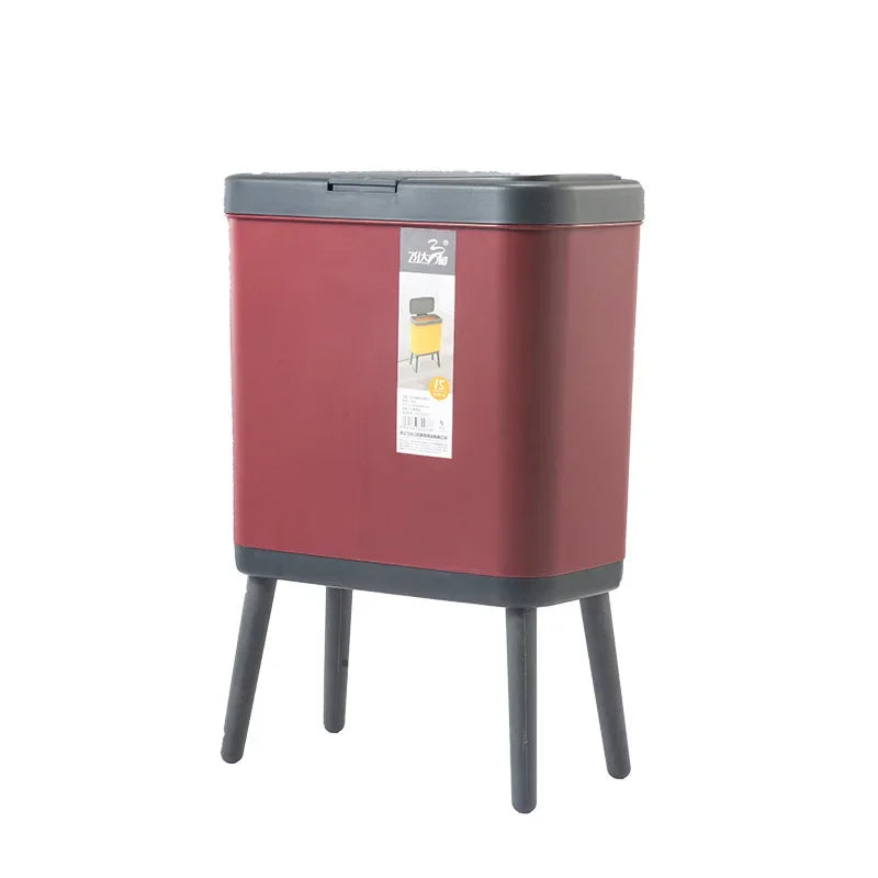 Slim Press-Top Trash Bin with High Legs