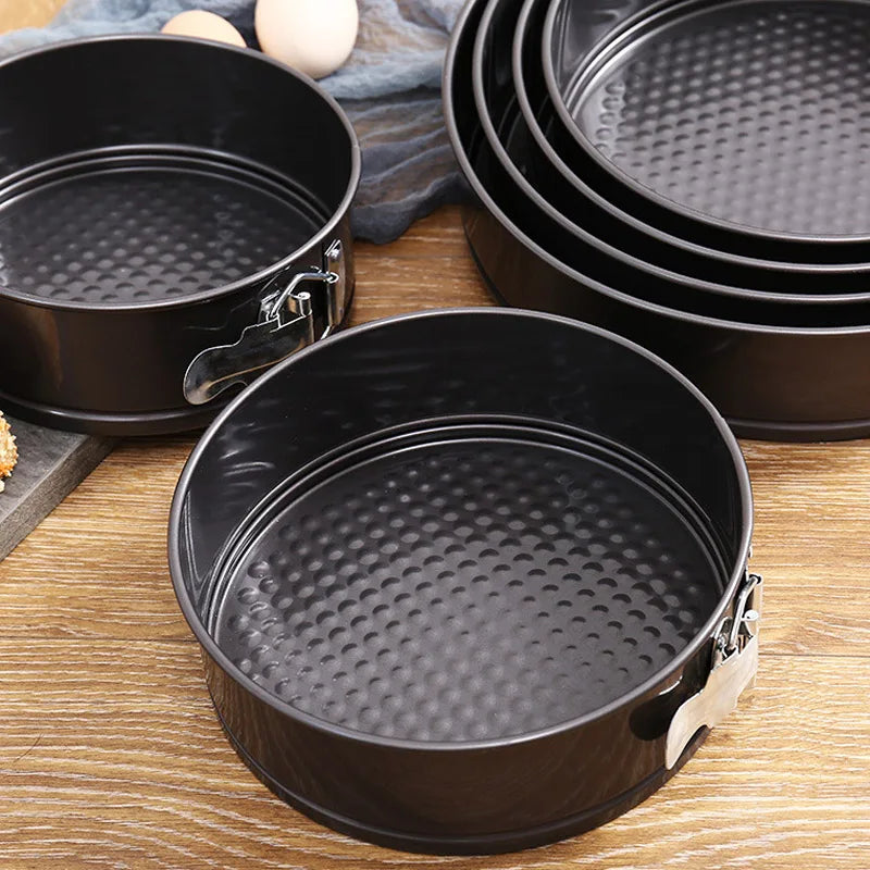 Carbon Steel Round Cake Pan with Locking Bottom – Non-Stick Springform Mold
