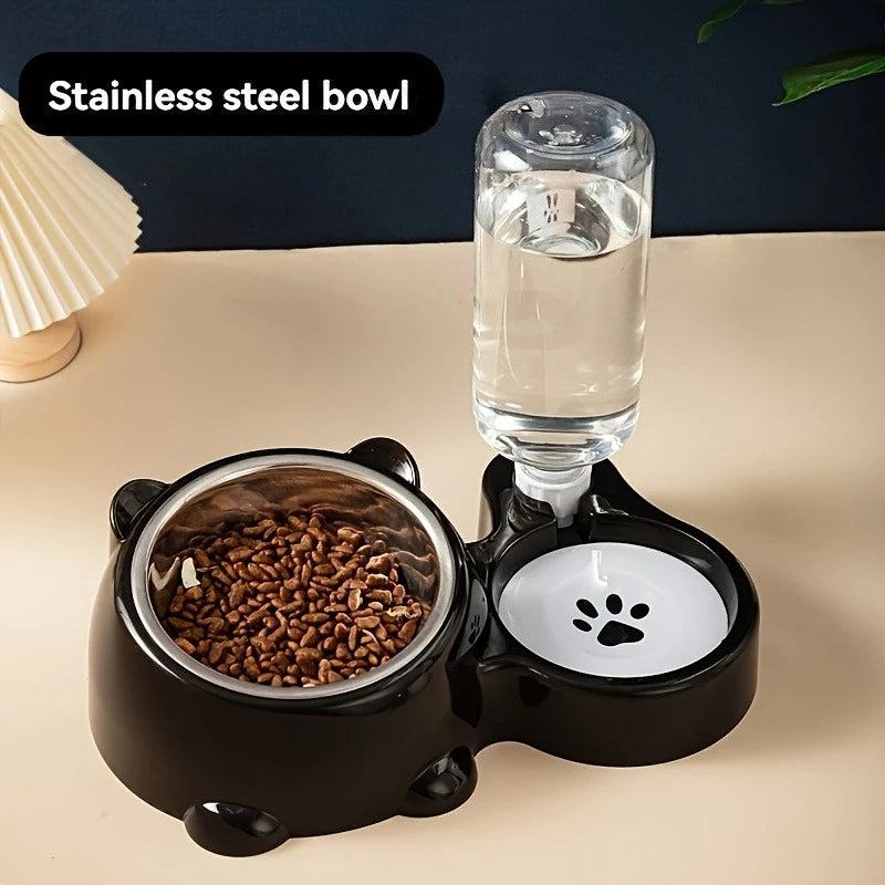 Automatic Pet Feeder with Water Dispenser – Non-Slip Tilted Bowl Set