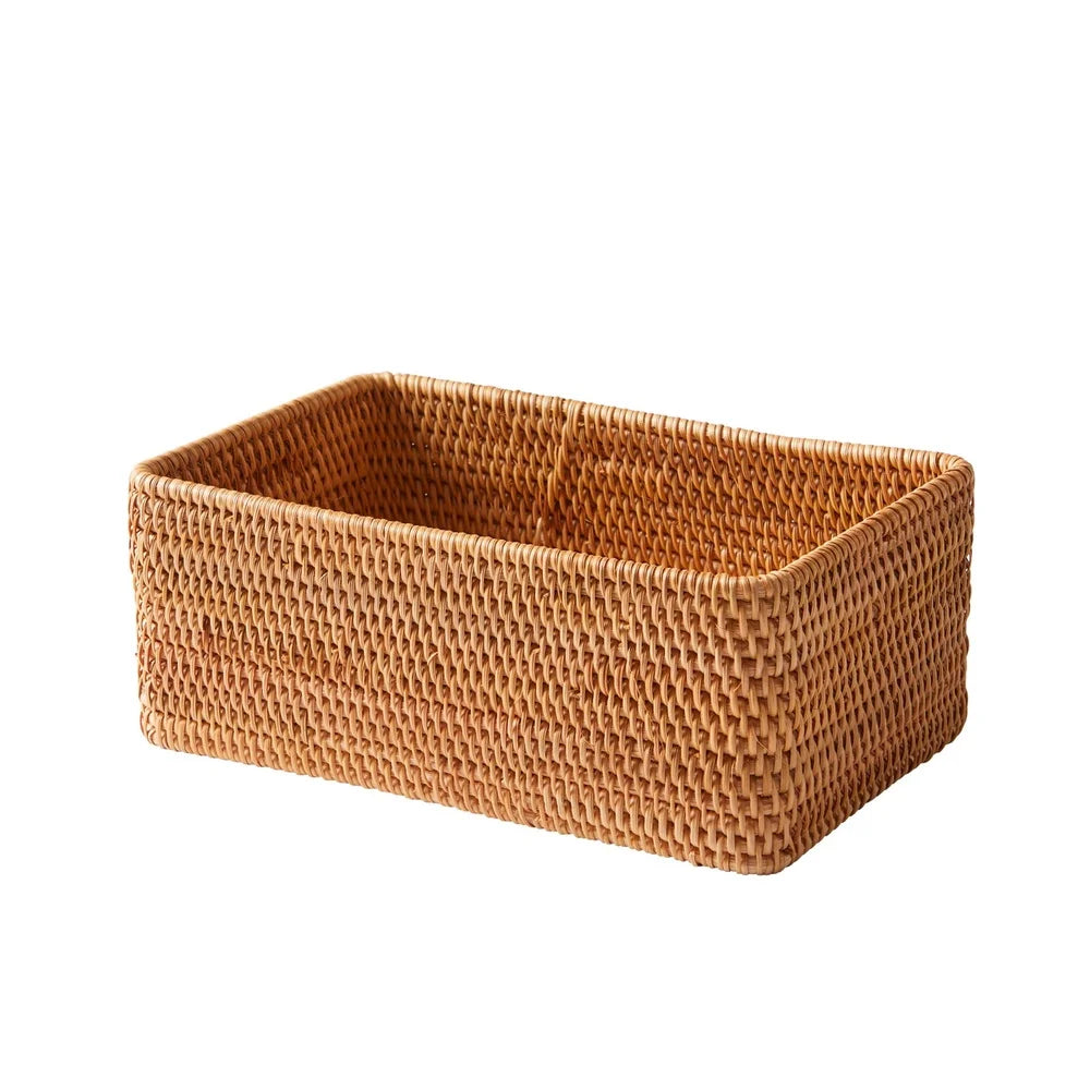Handwoven Rattan Bathroom Organizer Basket