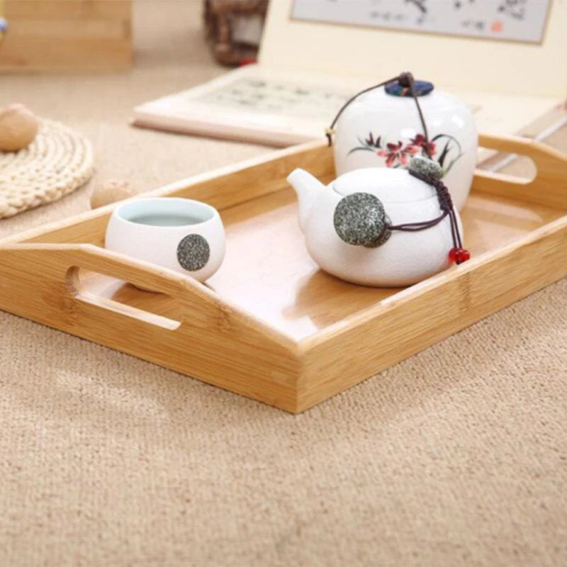 Natural Bamboo Wooden Serving Tray