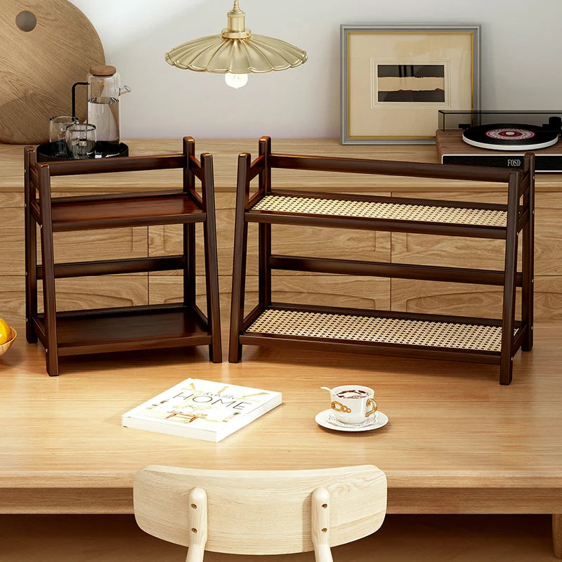 2-Tier Bamboo Multi-Purpose Storage Shelf for Kitchen or Bathroom