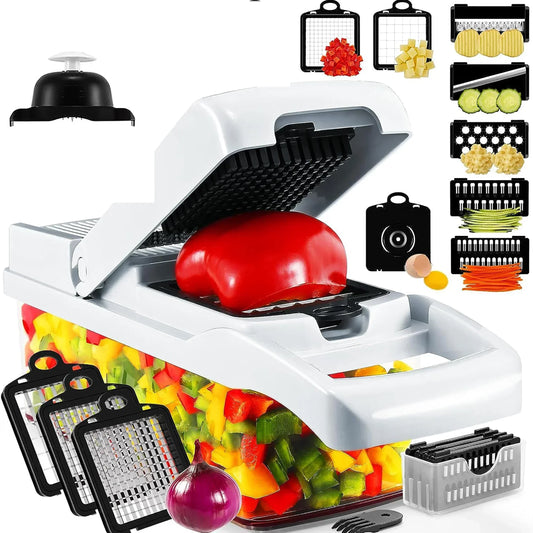 Multi-Function Vegetable Chopper – 7 Interchangeable Stainless Steel Blades