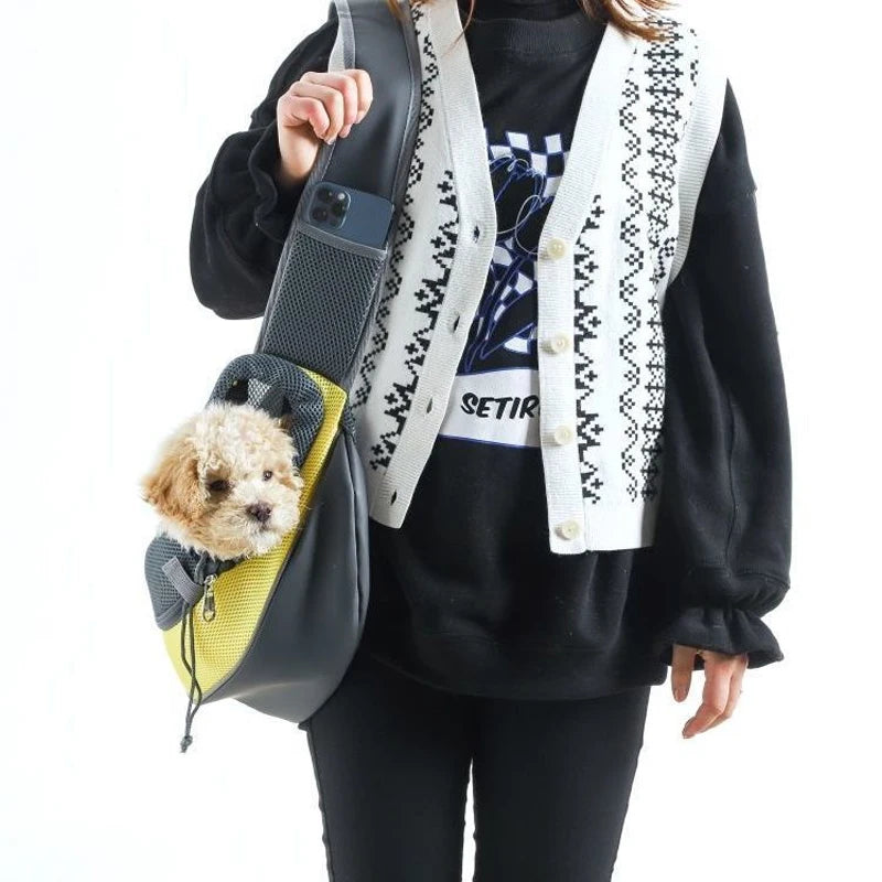 Breathable Pet Carrier Sling – Hands-Free Travel Bag for Small Dogs &amp; Cats