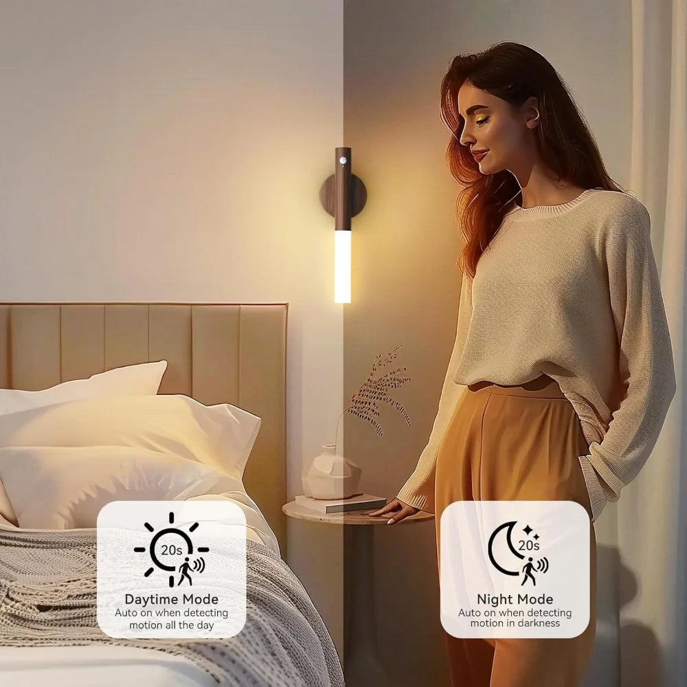 Magnetic Motion Sensor LED Night Light – Rechargeable, Warm White