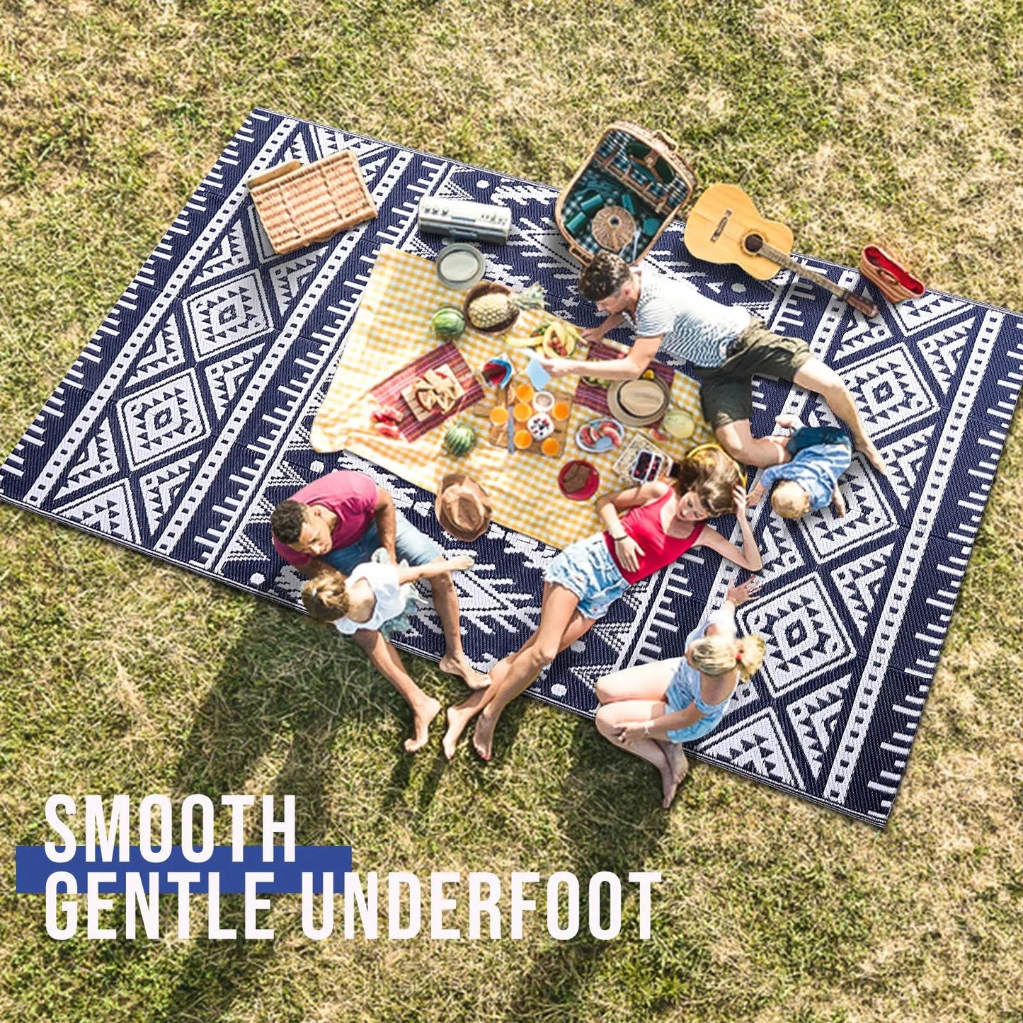 Reversible Outdoor Waterproof Rug – Boho Patio &amp; Camping Mat