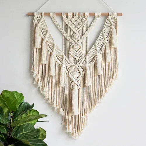 Hand-Woven Macrame Wall Hanging – Boho Cotton Tapestry