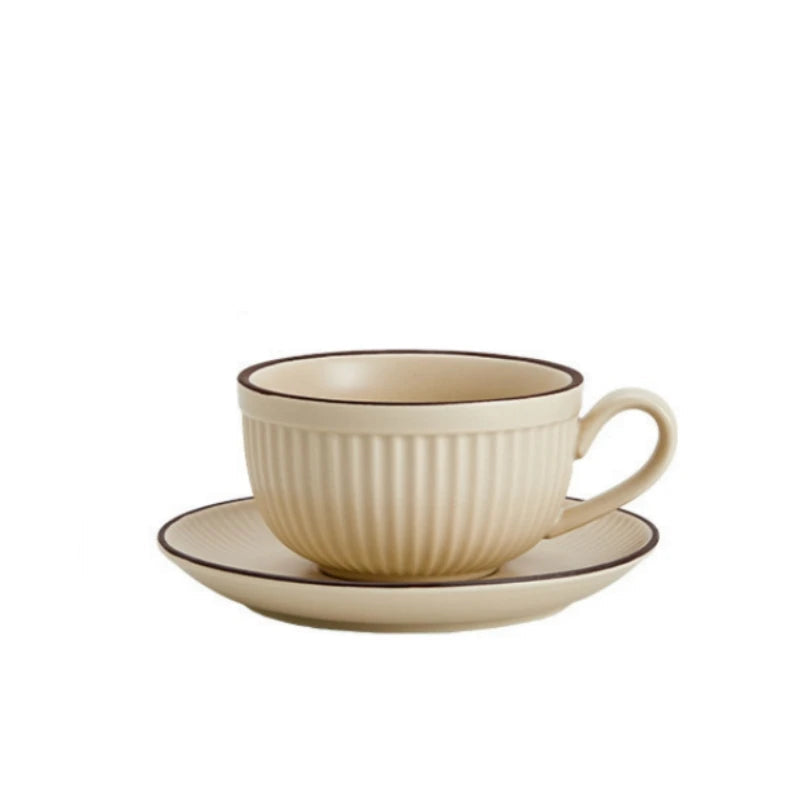 Pumpkin-Inspired Ceramic Coffee Mug with Saucer