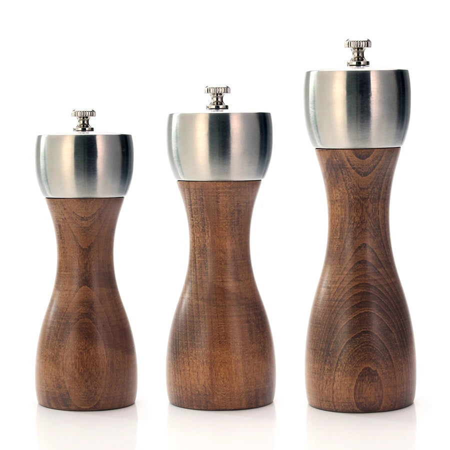 Stainless Steel Salt & Pepper Grinder Set – Adjustable Ceramic & Carbon Steel Mills
