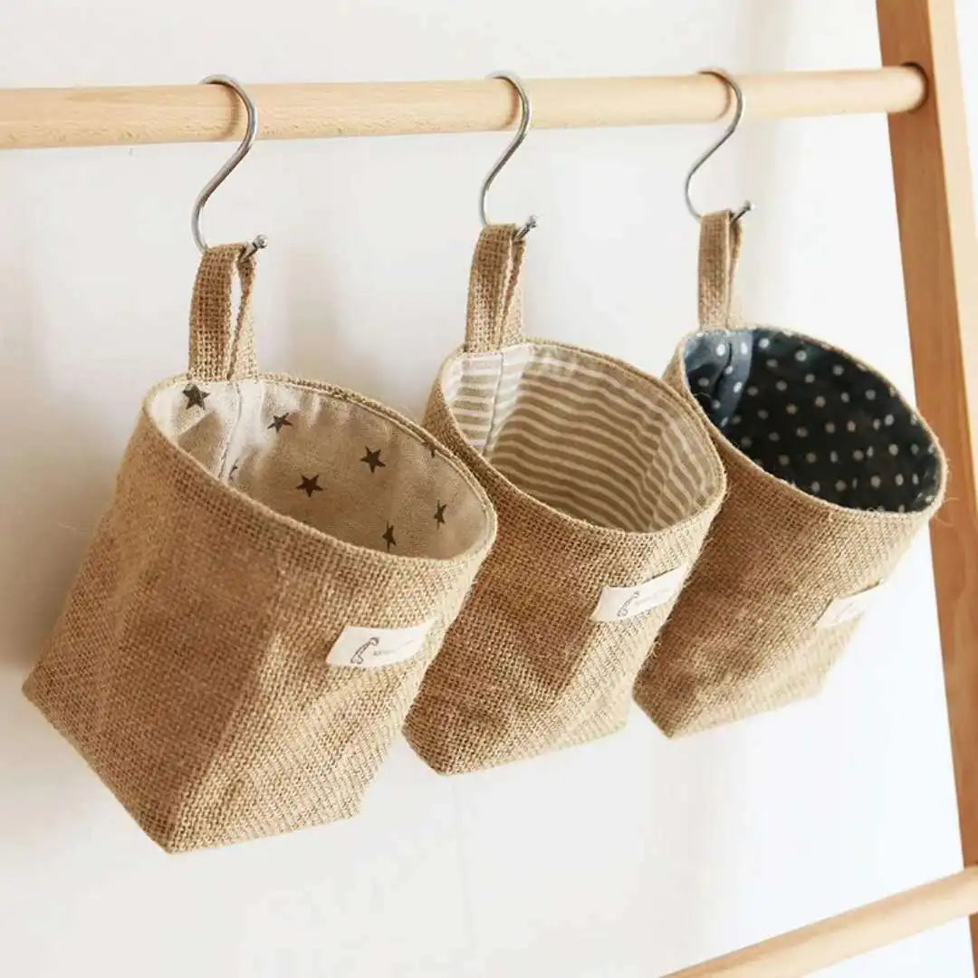 Cotton &amp; Linen Hanging Wall Storage Sack – Modern Organizer