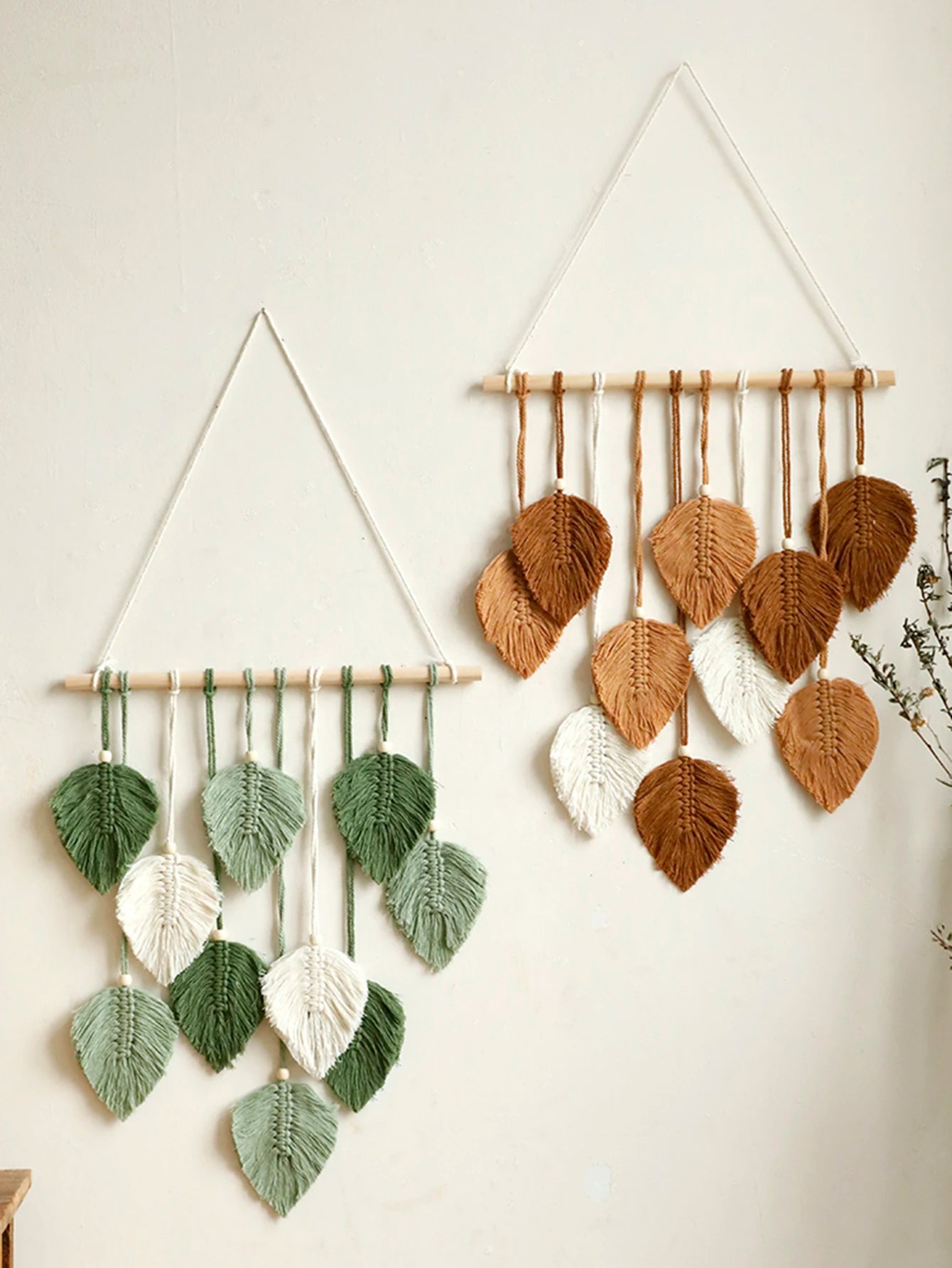 Boho Leaf Macrame Tapestry – Handmade Wall Hanging Decor