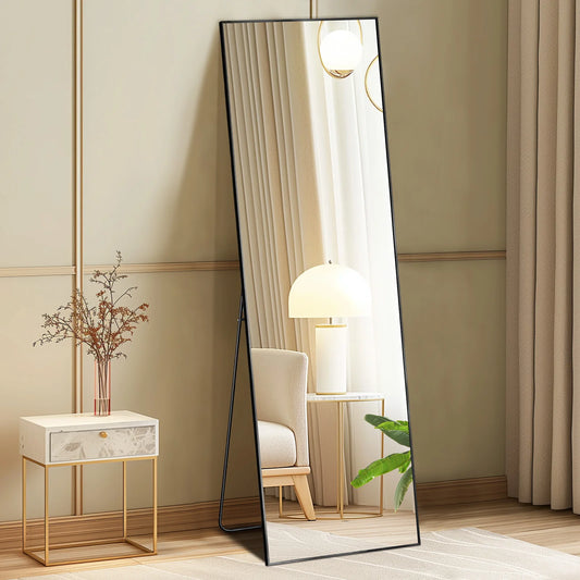 Full-Length Floor Mirror with Aluminum Alloy Frame – 64” x 21”
