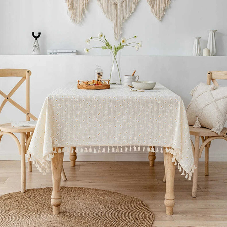 Three-Dimensional Jacquard Checkered Tablecloth
