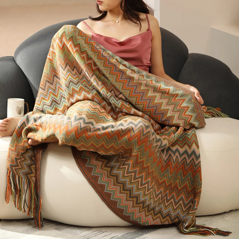 Boho Woven Aztec Throw Blanket