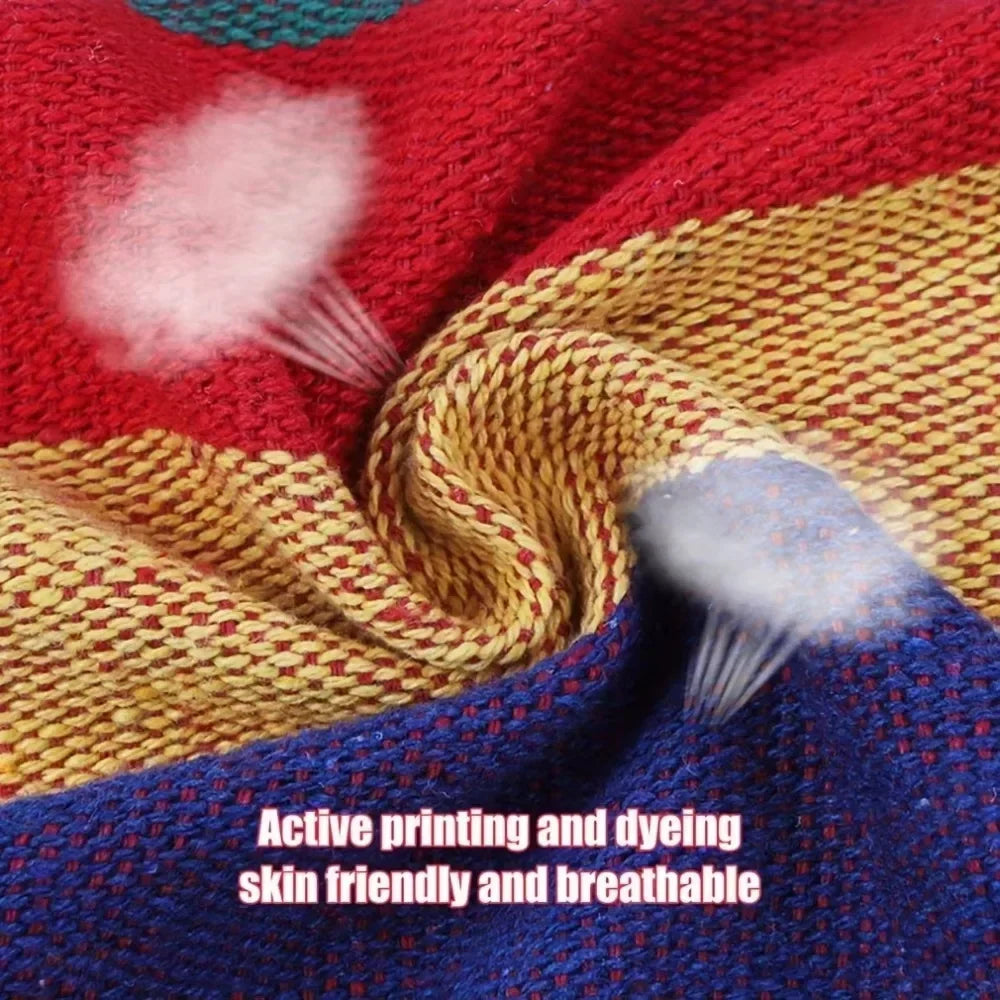 Heavy-Duty Canvas Hammock Chair – Single-Person Striped Swing with Storage Bag