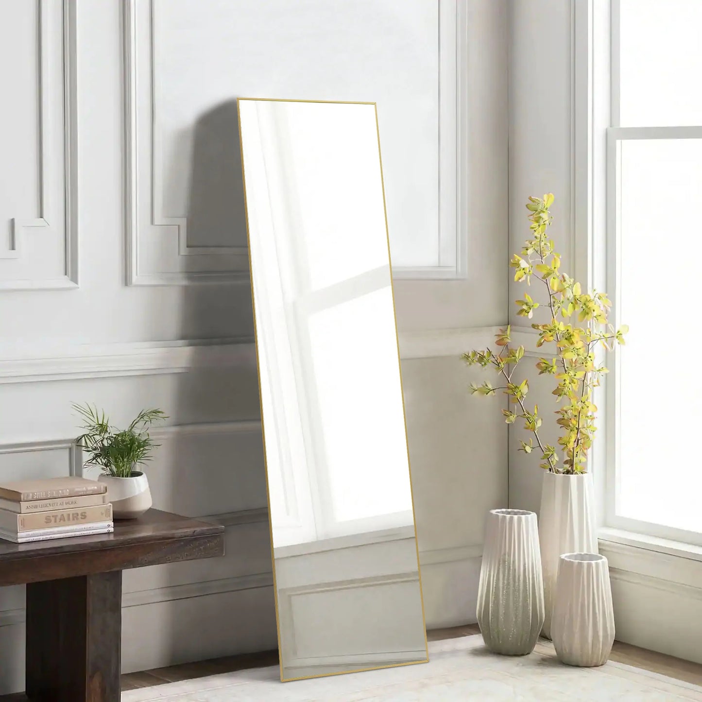 Full Length Standing Mirror – Minimalist Aluminum Frame, 64”x21”