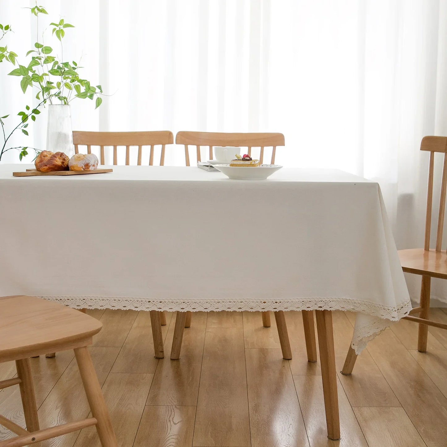 Pastoral Style Plaid Tablecloth – Linen &amp; Cotton Blend