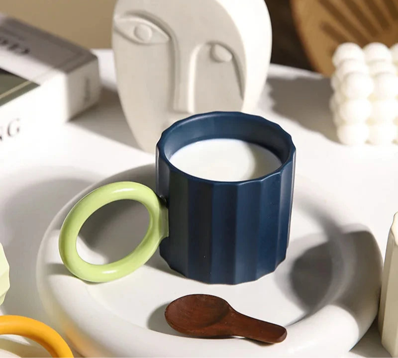 Nordic Round Handle Ceramic Coffee Mug