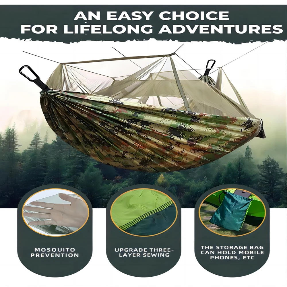 Double Hammock with Mosquito Net – Lightweight Outdoor Camping Swing