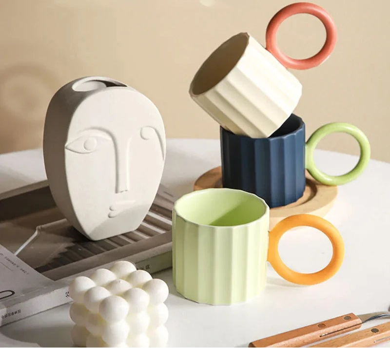 Nordic Round Handle Ceramic Coffee Mug